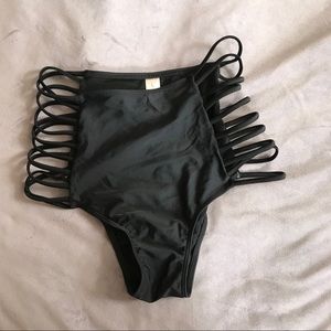 ZAFUL BLACK HIGH WAIST STRETCHY BIKINI BOTTOMS